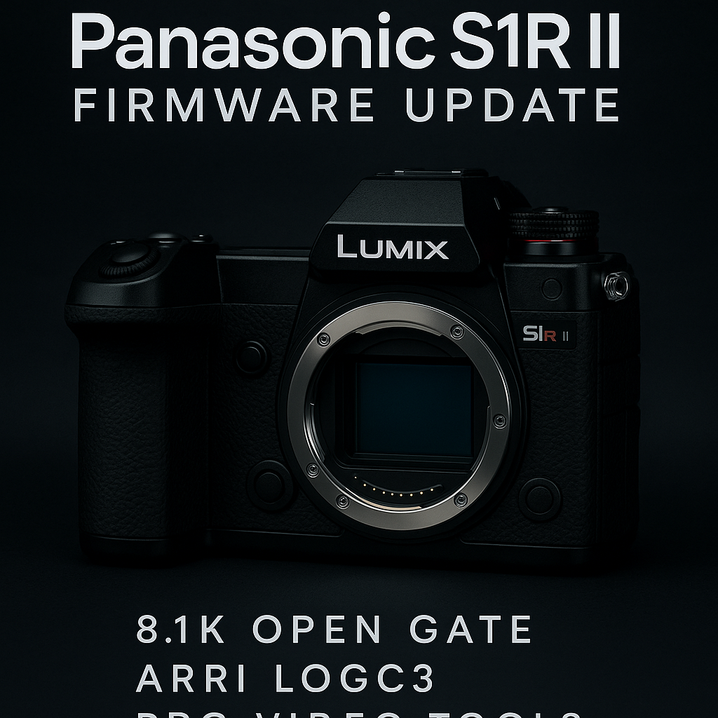 Panasonic S1R II 카메라의 렌즈 마운트 근접 촬영 이미지로, 텍스처가 살아 있는 바디 표면과 빨간 녹화 표시등, S1R II 로고가 강조되어 있다.