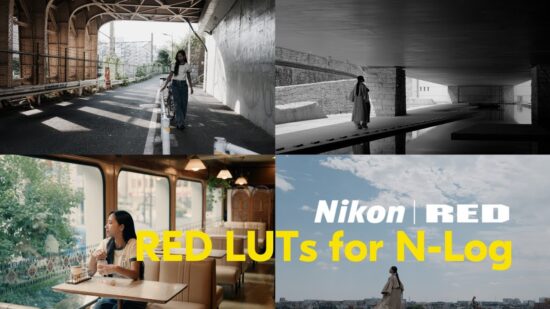 Nikon과 RED의 협업으로 제작된 RED LUTs를 적용한 N-Log 영상 스타일 샘플 이미지, 다양한 장소에서 촬영된 인물들의 시네마틱 장면 4컷
