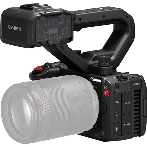 Canon Cinema EOS C50 본체와 탈착형 탑 핸들 장착 이미지