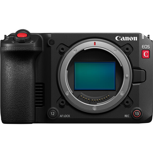 Canon Cinema EOS C50 전면 이미지, RF 마운트와 풀프레임 CMOS 센서 노출