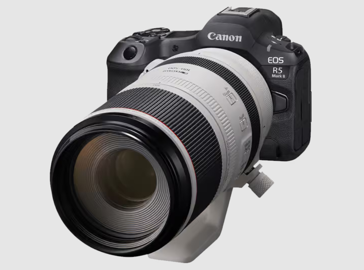 Canon EOS R5 Mark II 카메라와 RF 100-500 f/4.5-7.1L IS USM 렌즈 장착