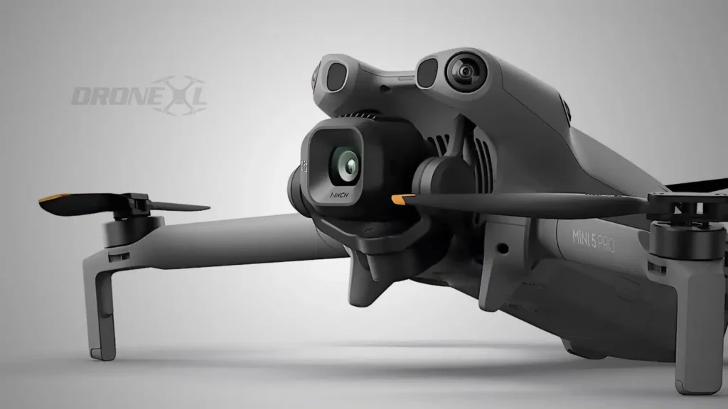 DJI Mini 5 Pro 1인치 센서 탑재 카메라 클로즈업, 고성능 짐벌 디자인