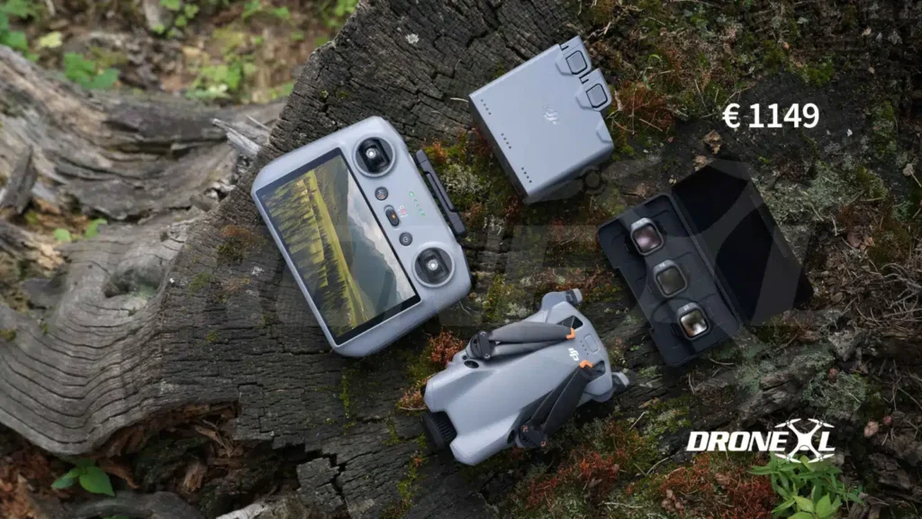 DJI Mini 5 Pro 플라이 모어 콤버 구성품, RC2 조종기와 배터리, ND 필터 세트, 가격 1149 유로 표시DJI Mini 5 Pro 플라이 모어 콤버 구성품, RC2 조종기와 배터리, ND 필터 세트, 가격 1149 유로 표시